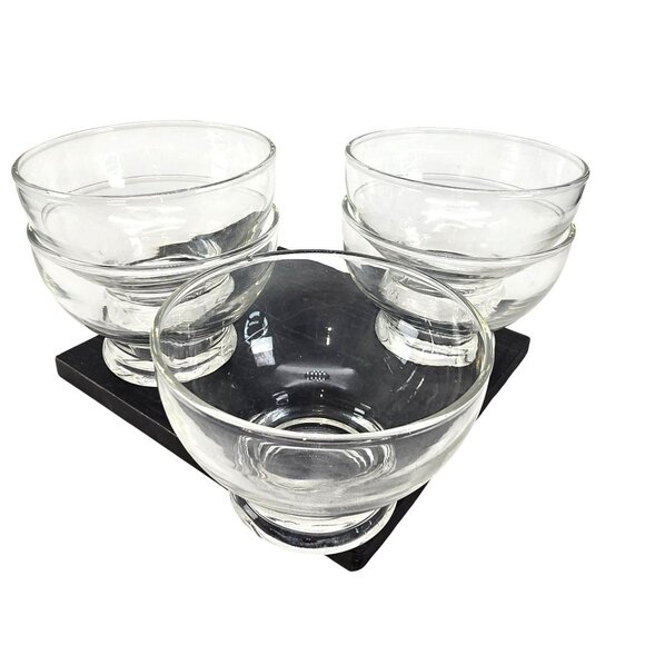 Clear Glass Footed Sherbert Dessert Bowls With Minimalist Design Set of 5 JJ3806 - Picture 3 of 9